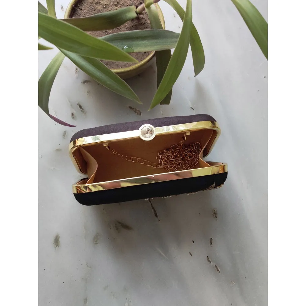 A Clutch Story Black Leaf Dabka Clutch