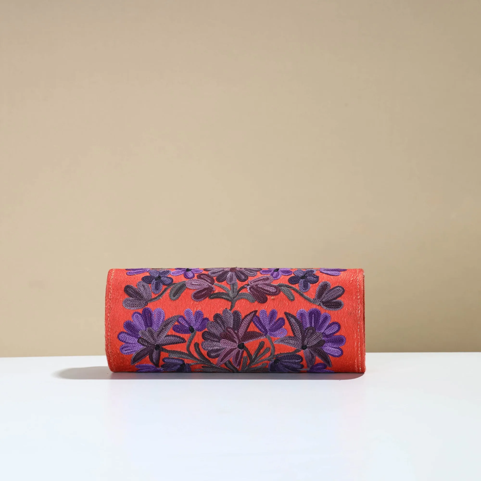 Authentic Kashmiri Crewel Embroidery Velvet Clutch 33