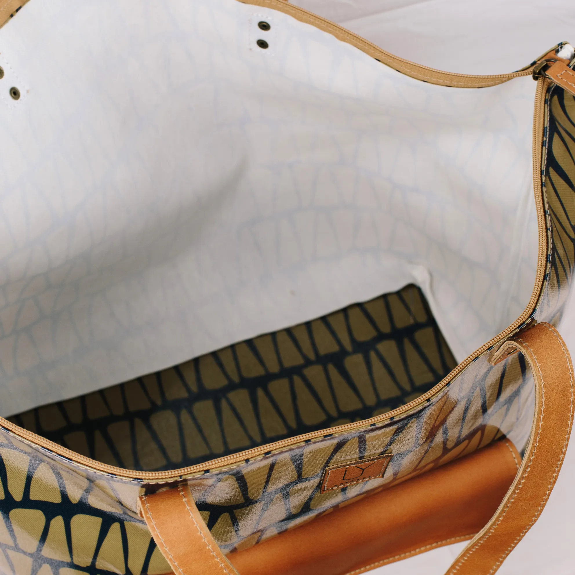 Beach Bag - Warped Check Aqua