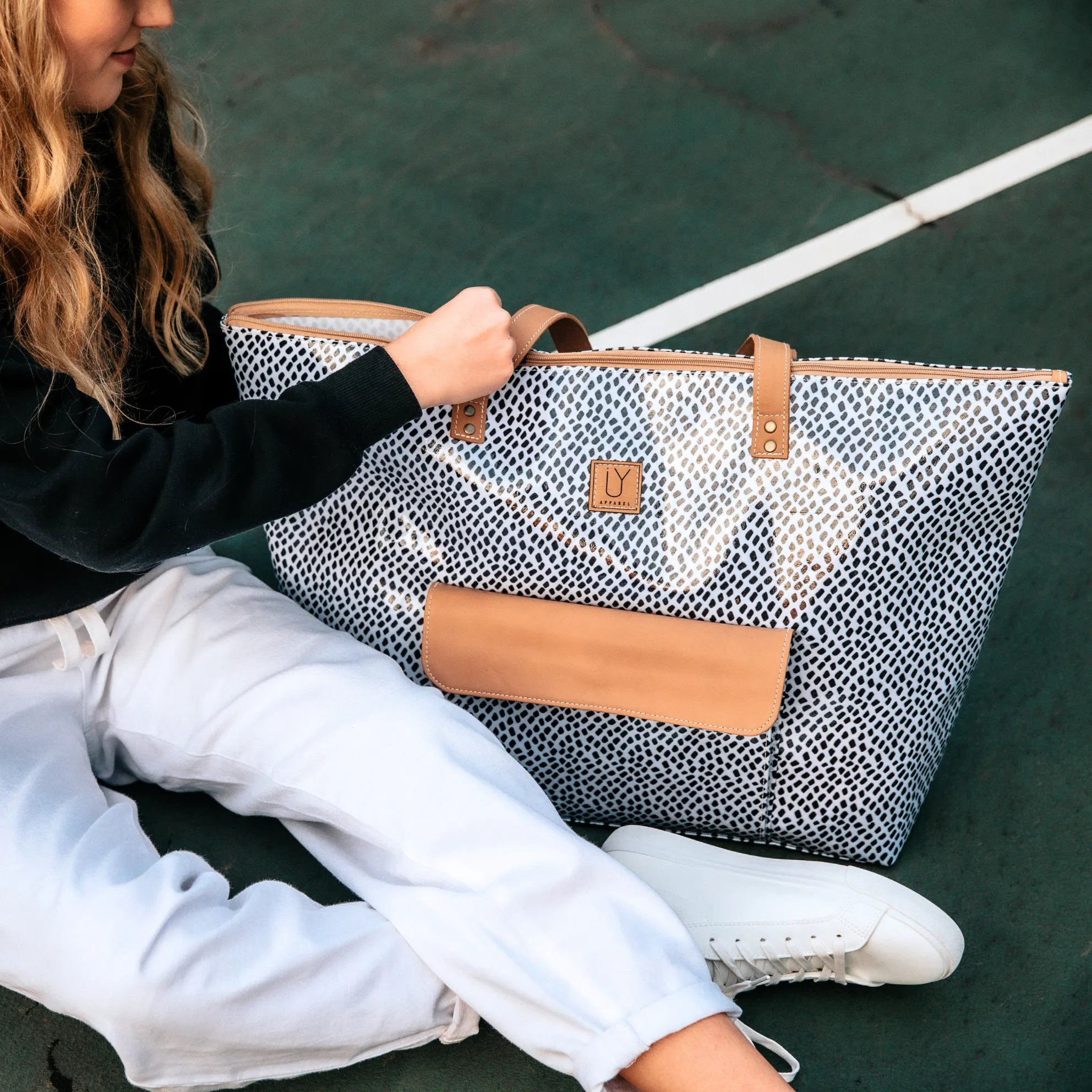 Beach Bag - Warped Check Aqua