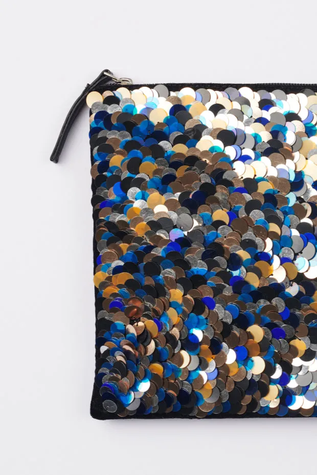 Disco Blue Sequin Pouch
