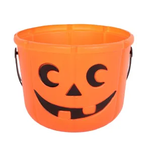 Halloween Pail Orange Pumpkin Trick or Treat Bucket