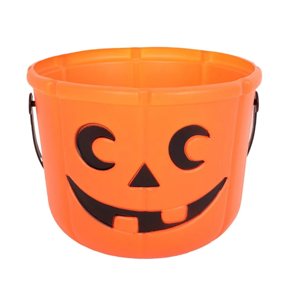 Halloween Pail Orange Pumpkin Trick or Treat Bucket