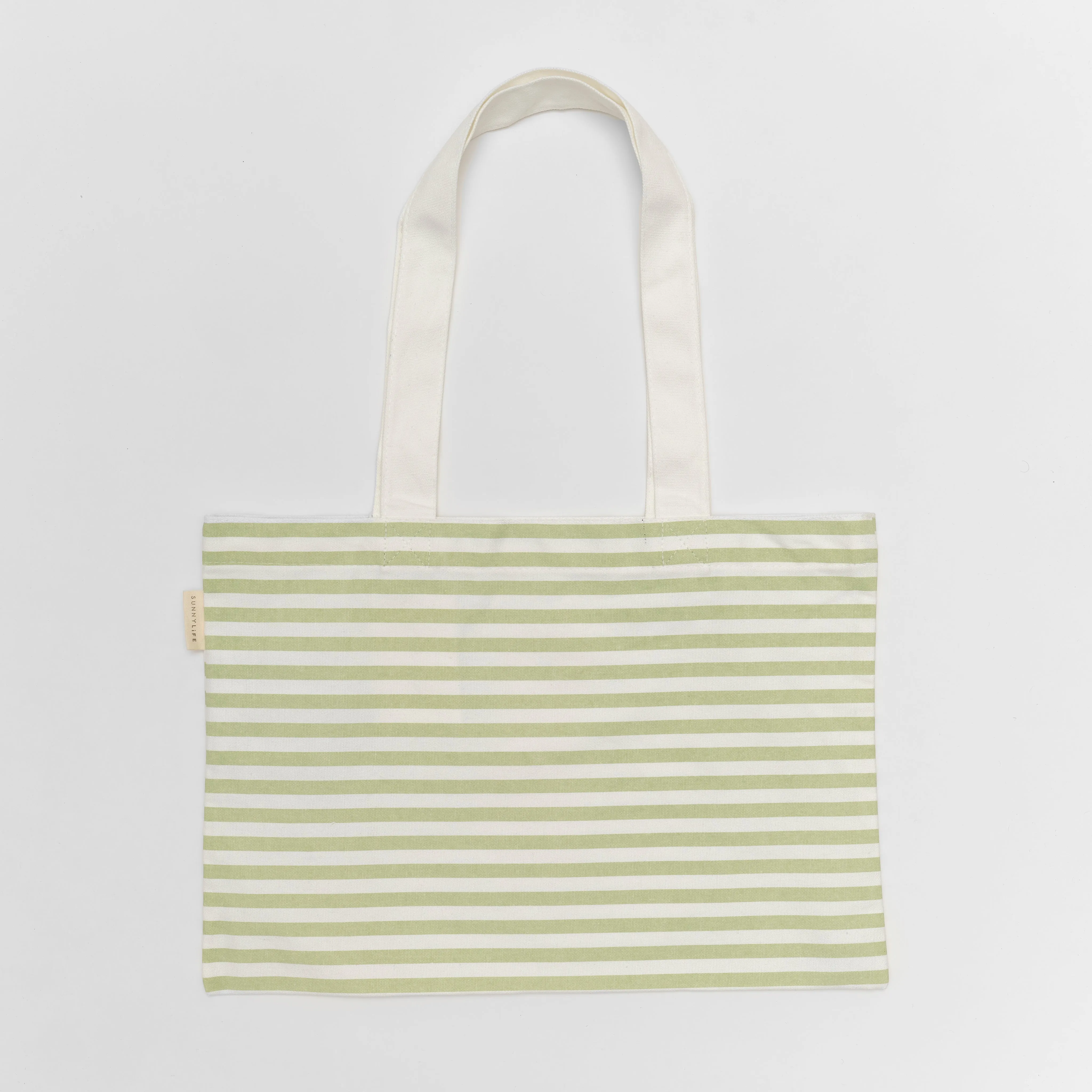 Kids Canvas Beach Bag Duck Sage Stripe