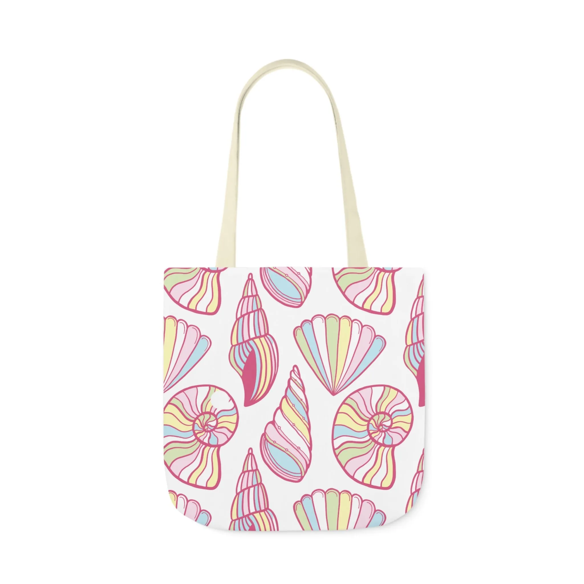 Pastel Seashell Print Beach Tote Bag