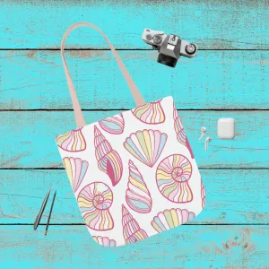 Pastel Seashell Print Beach Tote Bag