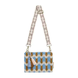 Sage x Clare | Anvi Beaded Clutch - Blue Jean Sage x Clare | Anvi Beaded Clutch - Blue Jean