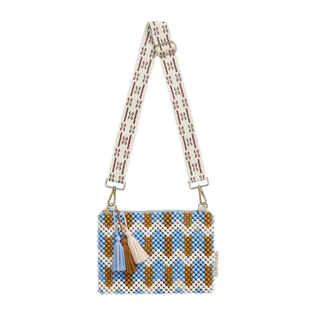 Sage x Clare | Anvi Beaded Clutch - Blue Jean