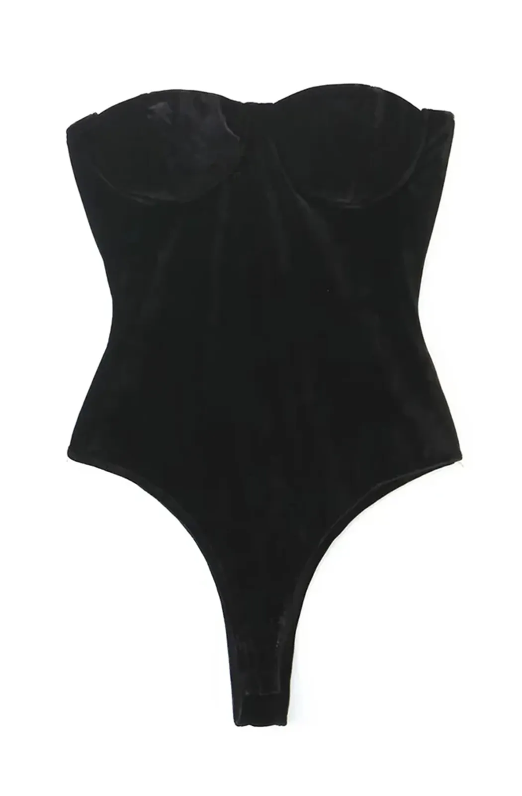 Strapless velvet bodysuit