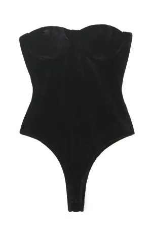 Strapless velvet bodysuit