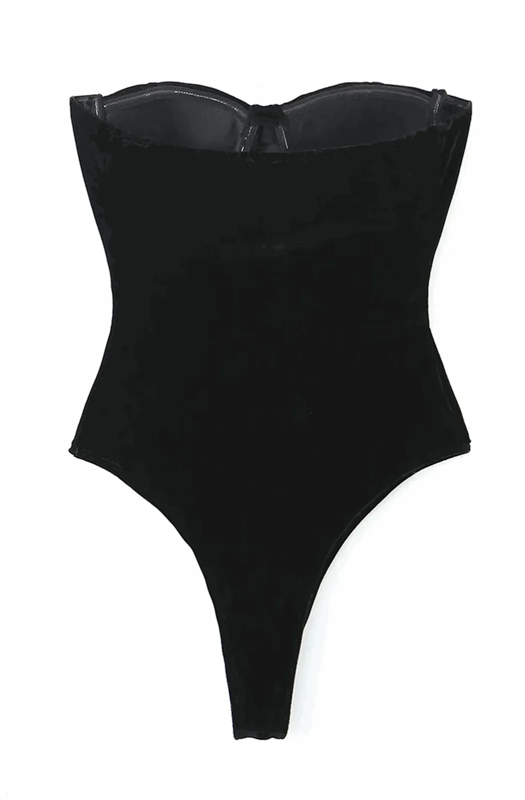 Strapless velvet bodysuit