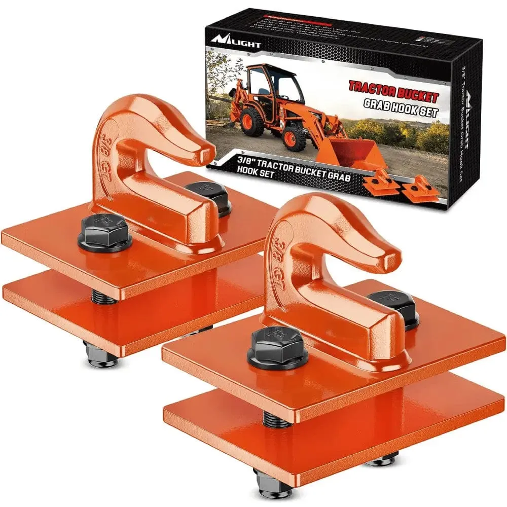 Tractor Bucket Grab Hook 3/8 Inch Orange (Pair)
