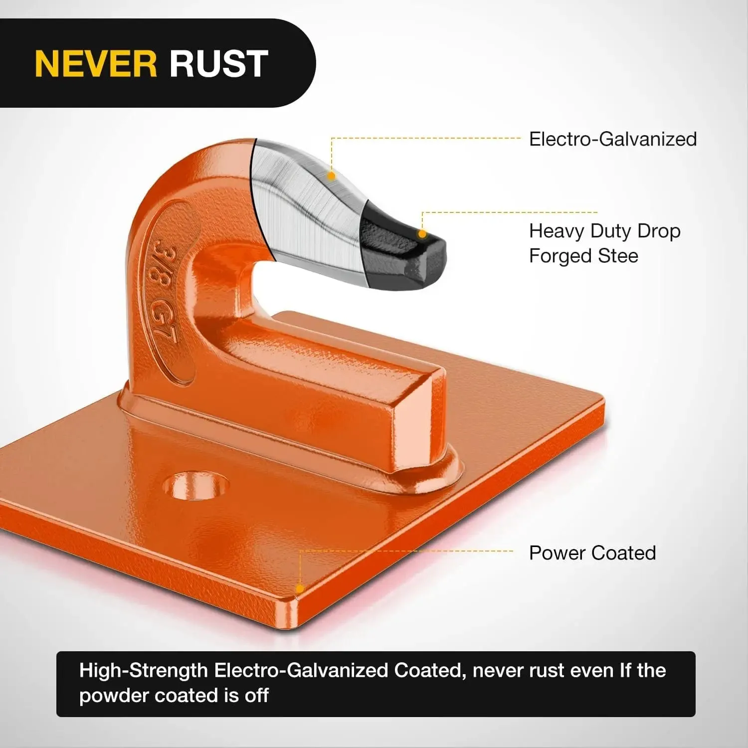 Tractor Bucket Grab Hook 3/8 Inch Orange (Pair)