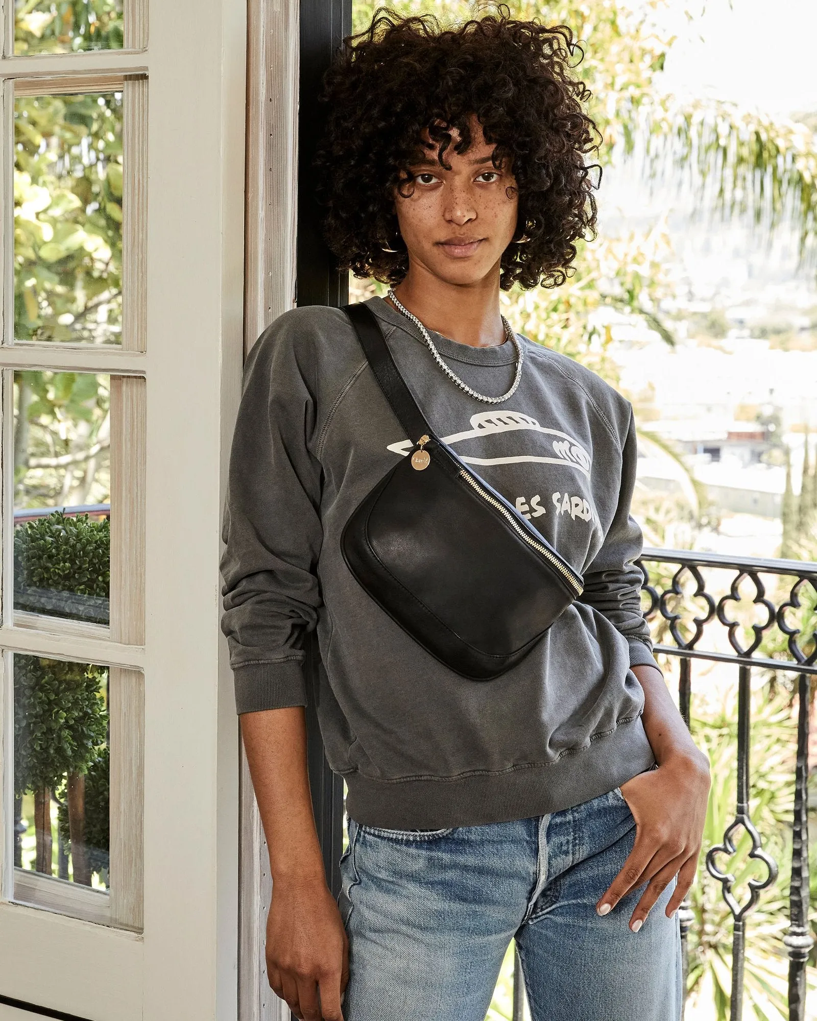 Velvet Leather Fanny Pack (Black)