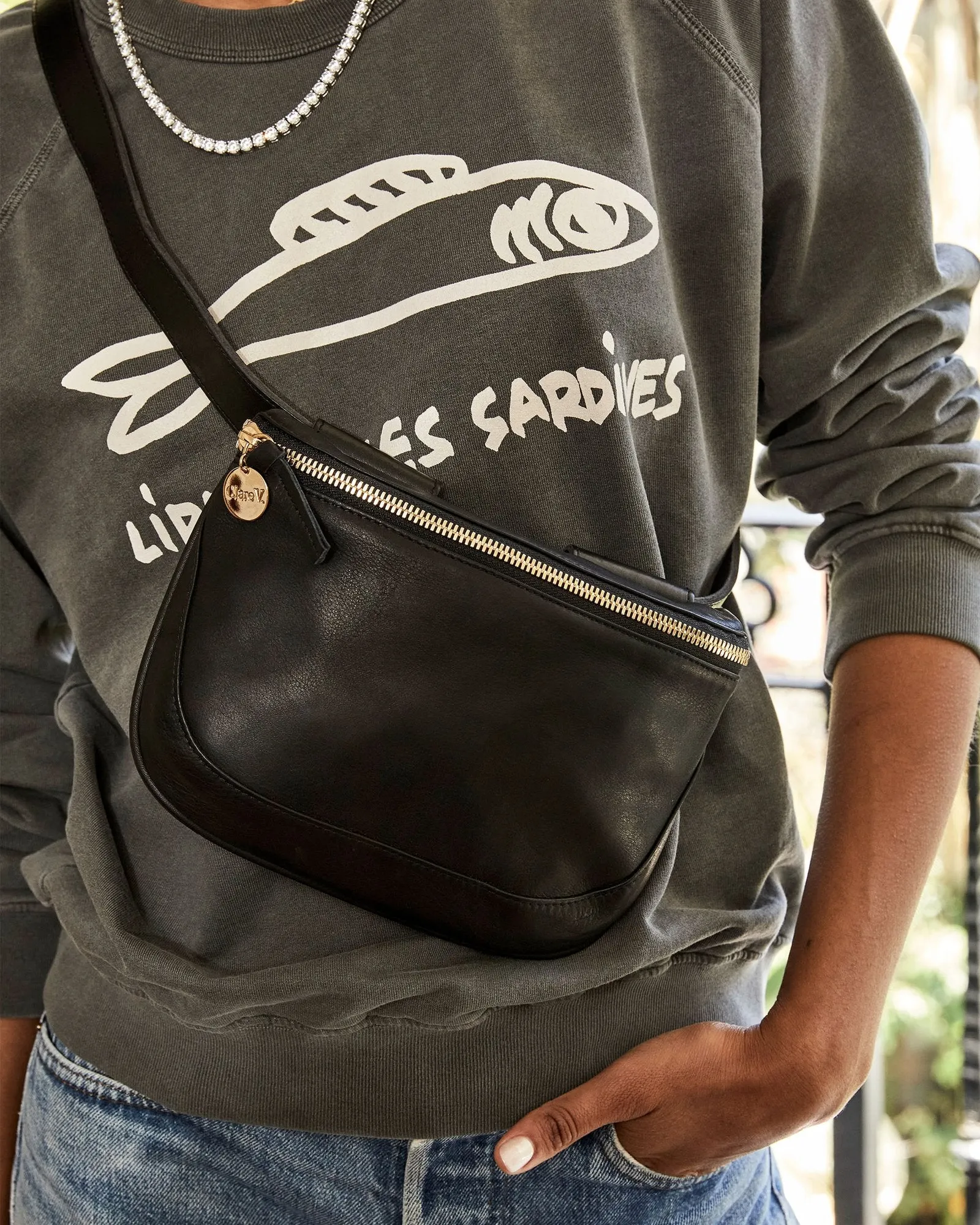Velvet Leather Fanny Pack (Black)